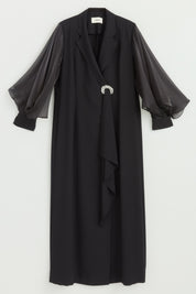 Büyük Beden Balon Kollu Şık Kaftan Takım - Siyah