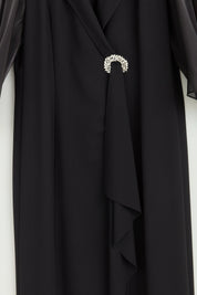 Büyük Beden Balon Kollu Şık Kaftan Takım - Siyah