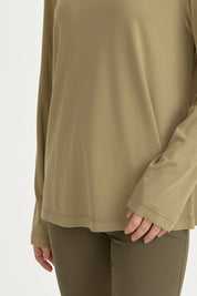 Büyük Beden Basic Örme Rayon Bluz - Haki