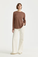 Büyük Beden Basic Örme Rayon Bluz - Kahve