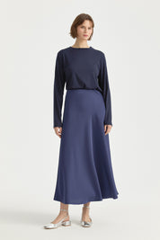 Büyük Beden Basic Örme Rayon Bluz - Lacivert