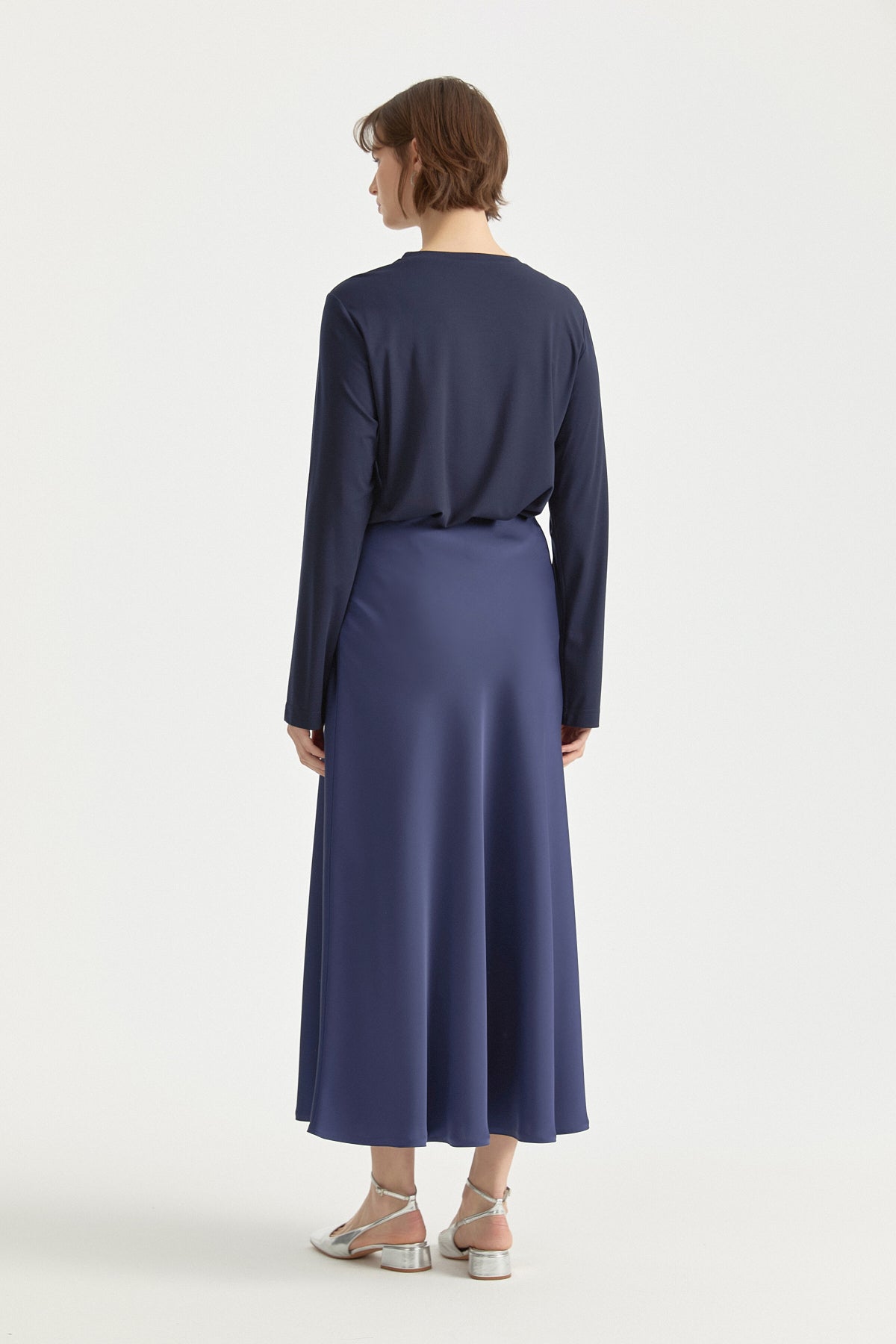 Büyük Beden Basic Örme Rayon Bluz - Lacivert