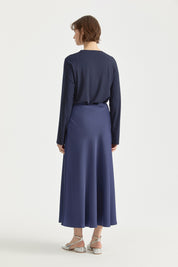 Büyük Beden Basic Örme Rayon Bluz - Lacivert