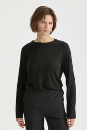 Büyük Beden Basic Örme Rayon Bluz - Siyah