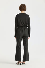 Büyük Beden Basic Örme Rayon Bluz - Siyah