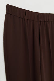 Büyük Beden Beli Lastikli Bol Paça Pantolon - Kahve
