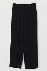 Plus Size Elastic Waist Wide Leg Trousers - Black