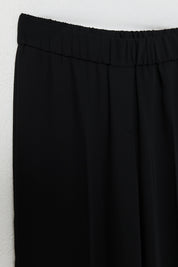 Plus Size Elastic Waist Wide Leg Trousers - Black