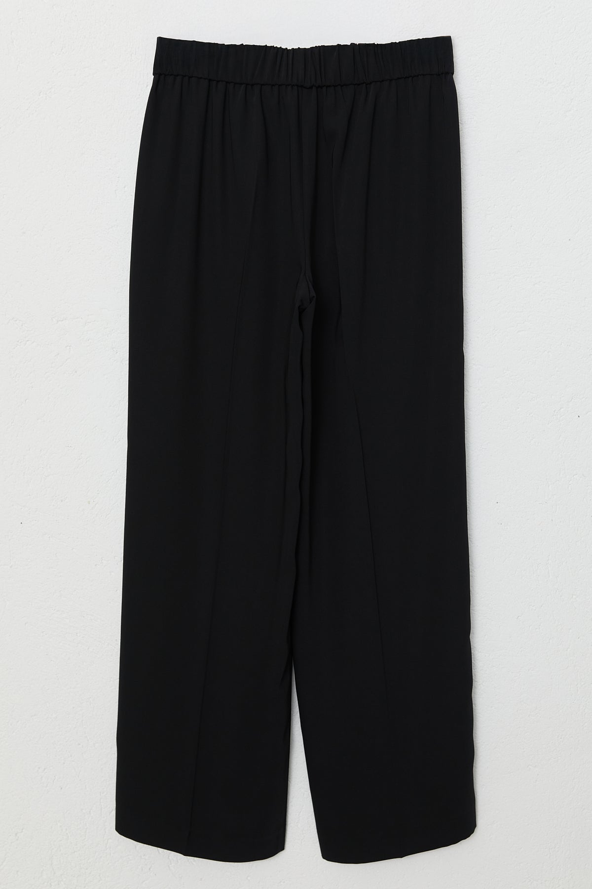 Plus Size Elastic Waist Wide Leg Trousers - Black