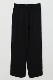 Plus Size Elastic Waist Wide Leg Trousers - Black