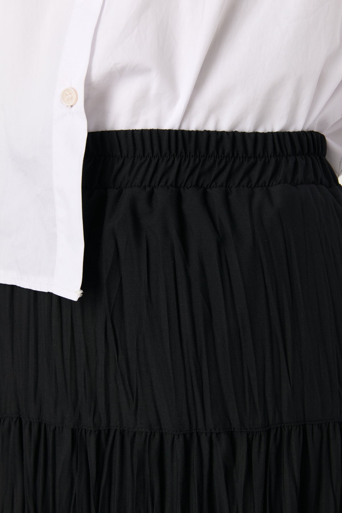 Plus Size Shirred Waist Viscose Gypsy Skirt - Black