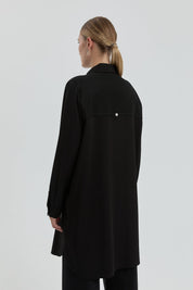 Plus Size Tunic with Bead and Leather Details - Black