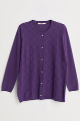 Plus Size Viscose Sweater with Button Accessory - Purple