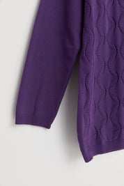 Plus Size Viscose Sweater with Button Accessory - Purple