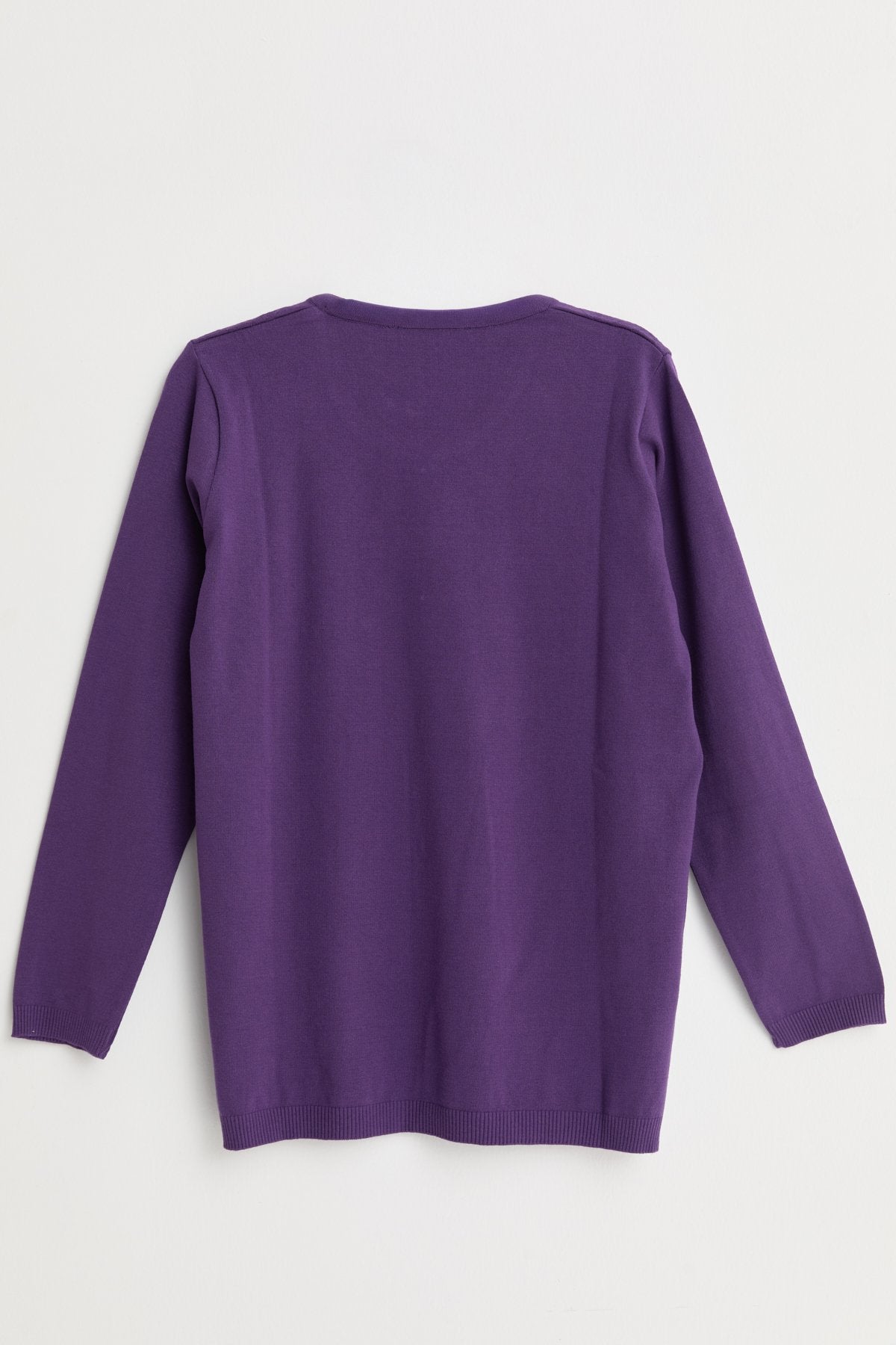 Plus Size Viscose Sweater with Button Accessory - Purple