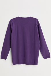 Plus Size Viscose Sweater with Button Accessory - Purple