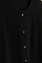 Plus Size Viscose Sweater with Button Accessory - Black