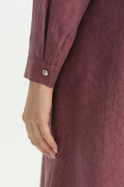 Plus Size Collared Jacquard Lyocell Tunic - Plum