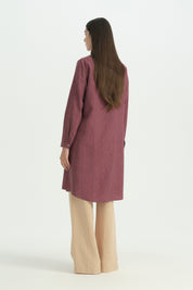 Plus Size Collared Jacquard Lyocell Tunic - Plum
