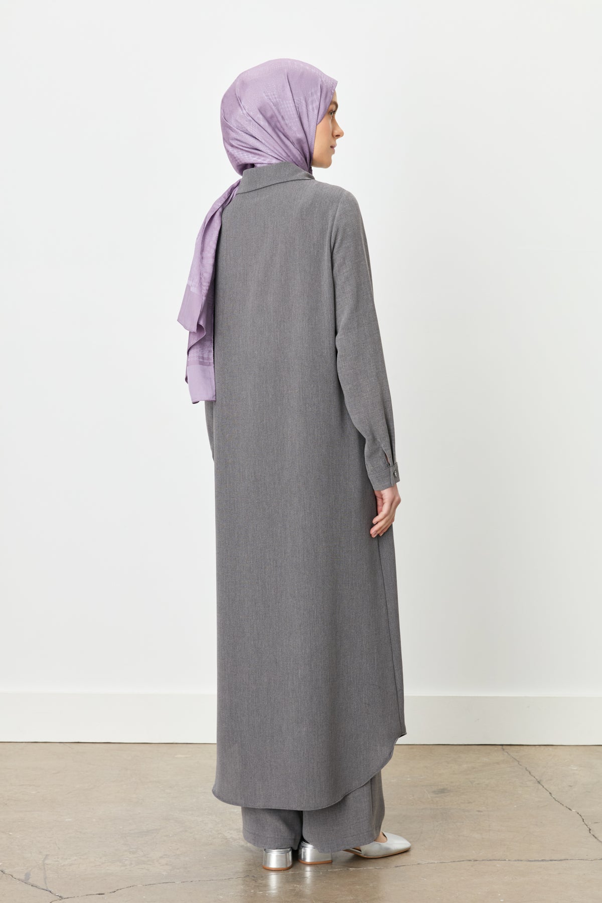 Plus Size Shirt Collar Tunic - Anthracite