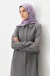 Plus Size Shirt Collar Tunic - Anthracite