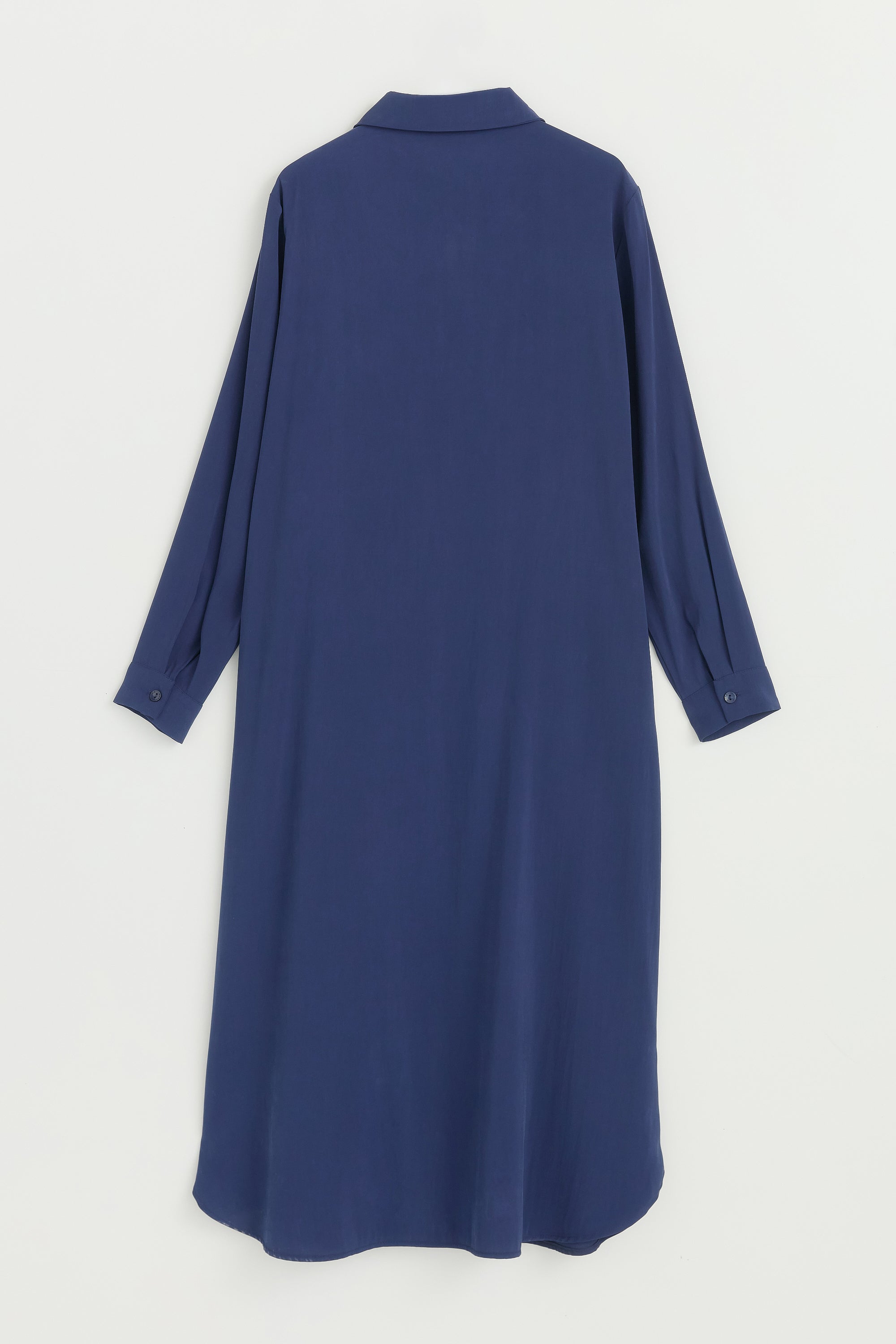 Büyük Beden Gömlek Yaka Uzun Modal Tunik - Lacivert