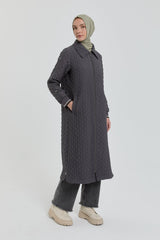 Plus Size Slim Quilted Coat - Anthracite