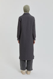 Plus Size Slim Quilted Coat - Anthracite