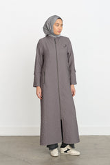 Plus Size Thin Quilted Raincoat - Gray