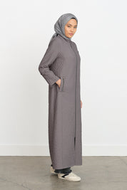 Plus Size Thin Quilted Raincoat - Gray