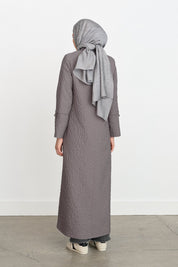 Plus Size Thin Quilted Raincoat - Gray