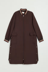 Plus Size Slim Quilted Ribbed Cardigan with Pockets - Coffee