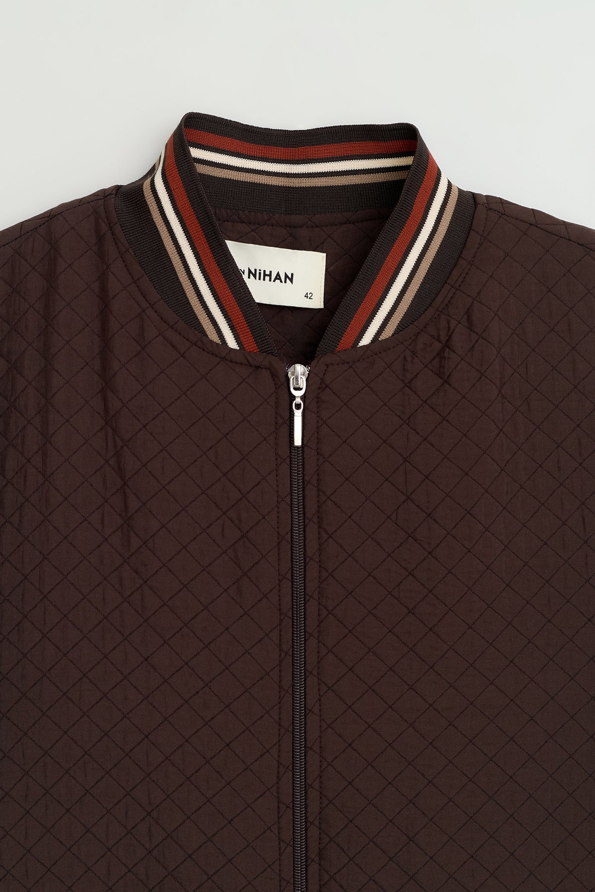 Plus Size Slim Quilted Ribbed Cardigan with Pockets - Coffee