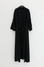 Plus Size Pearl Embellished Abaya Set - Black