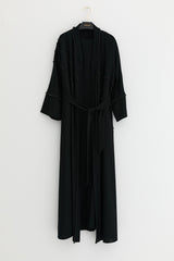 Plus Size Pearl Embellished Abaya Set - Black
