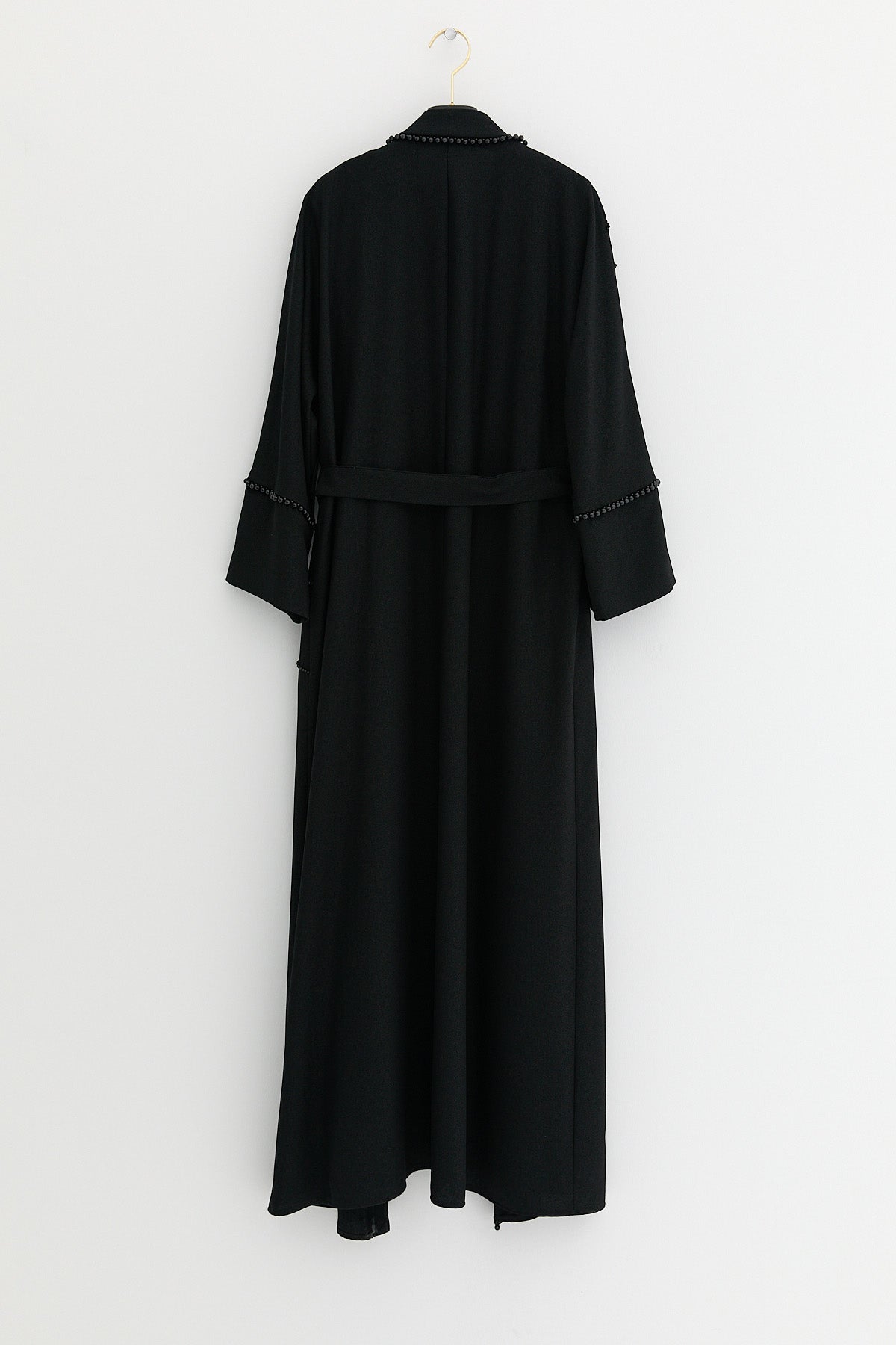 Plus Size Pearl Embellished Abaya Set - Black