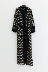 Plus Size Jacquard Fabric Abaya Set with Dress - Black