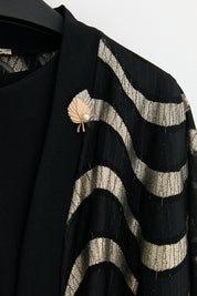 Plus Size Jacquard Fabric Abaya Set with Dress - Black