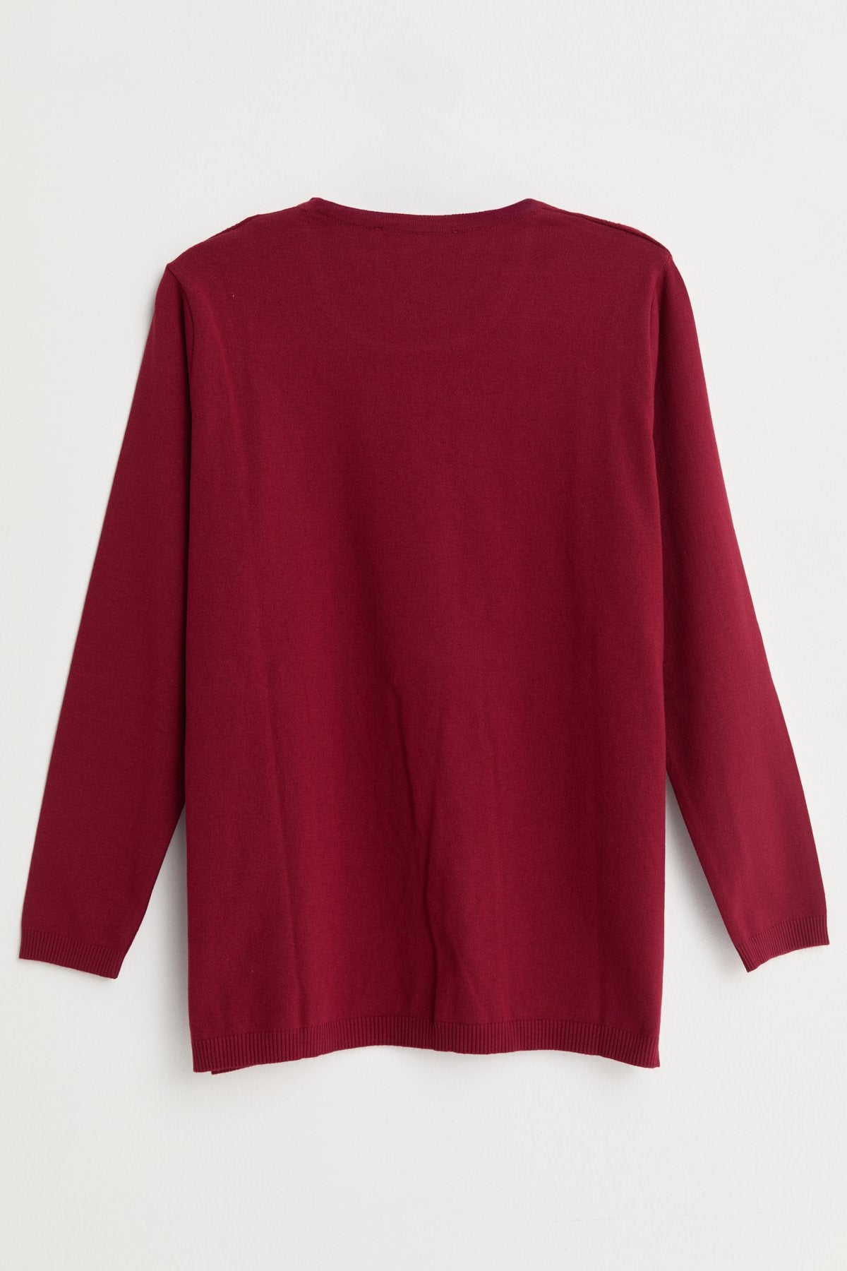 Plus Size Self-Patterned Viscose Sweater - Burgundy