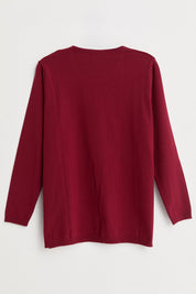 Plus Size Self-Patterned Viscose Sweater - Burgundy