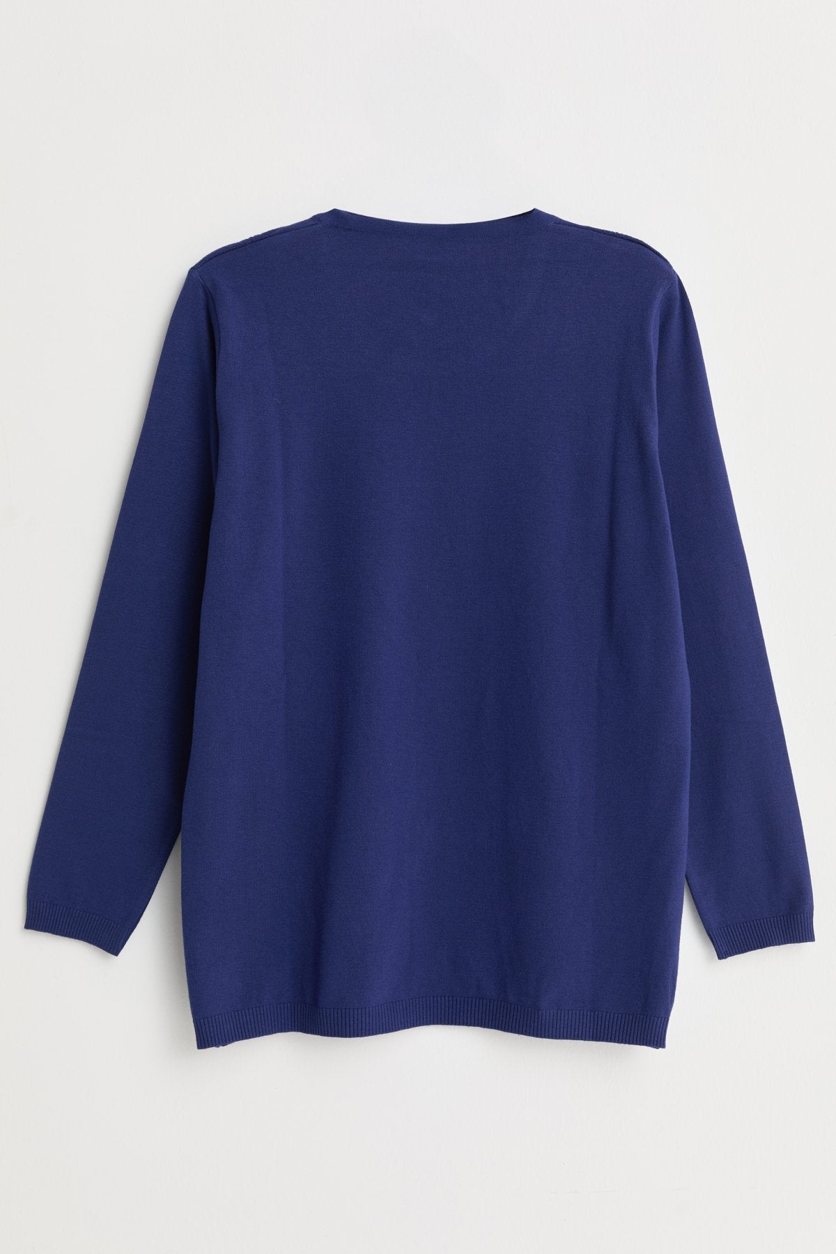 Plus Size Self-Patterned Viscose Sweater - Navy Blue