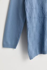 Plus Size Self-Patterned Viscose Sweater - Blue