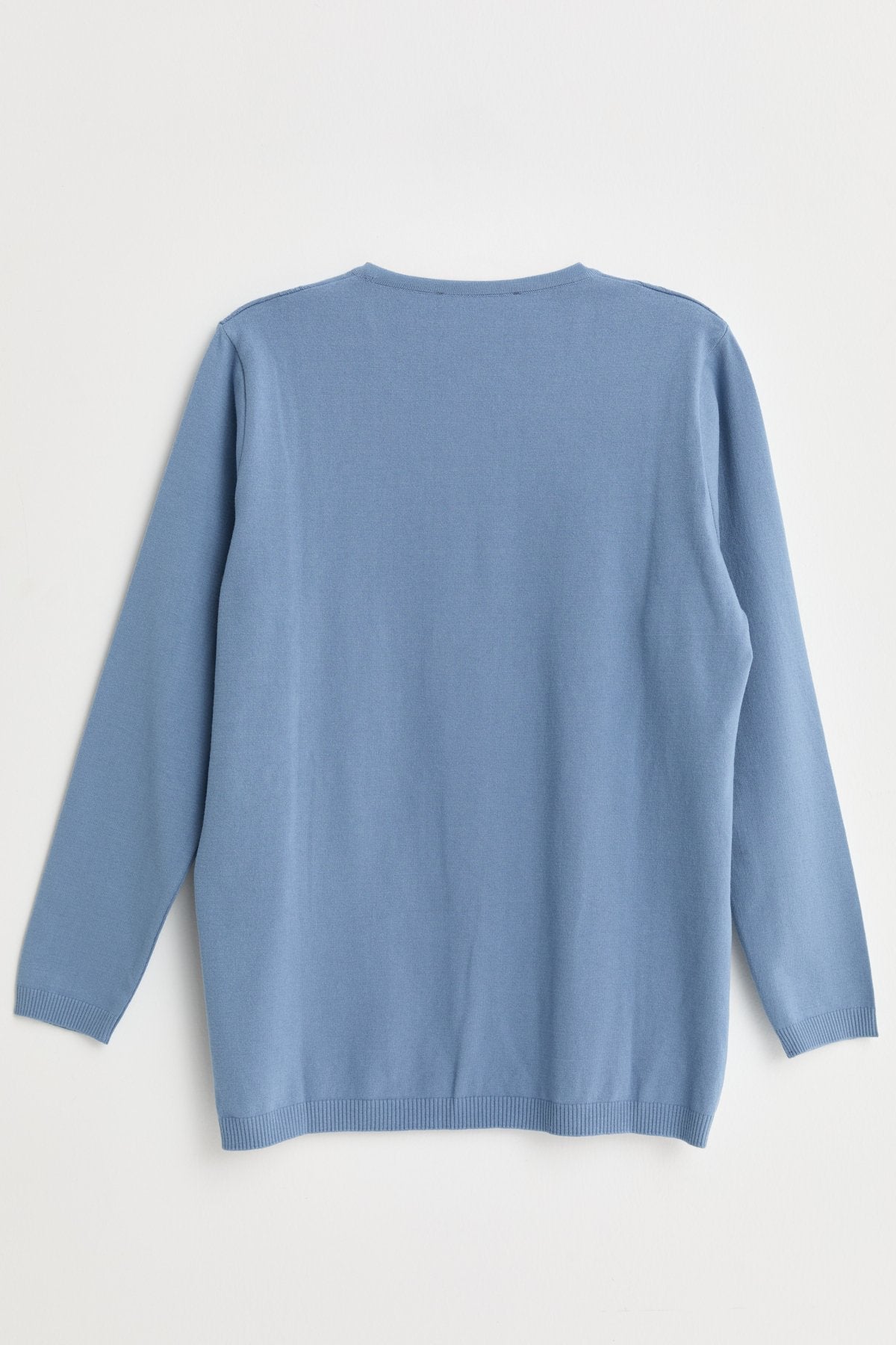 Plus Size Self-Patterned Viscose Sweater - Blue