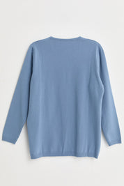 Plus Size Self-Patterned Viscose Sweater - Blue