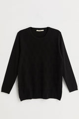 Plus Size Self-Patterned Viscose Sweater - Black