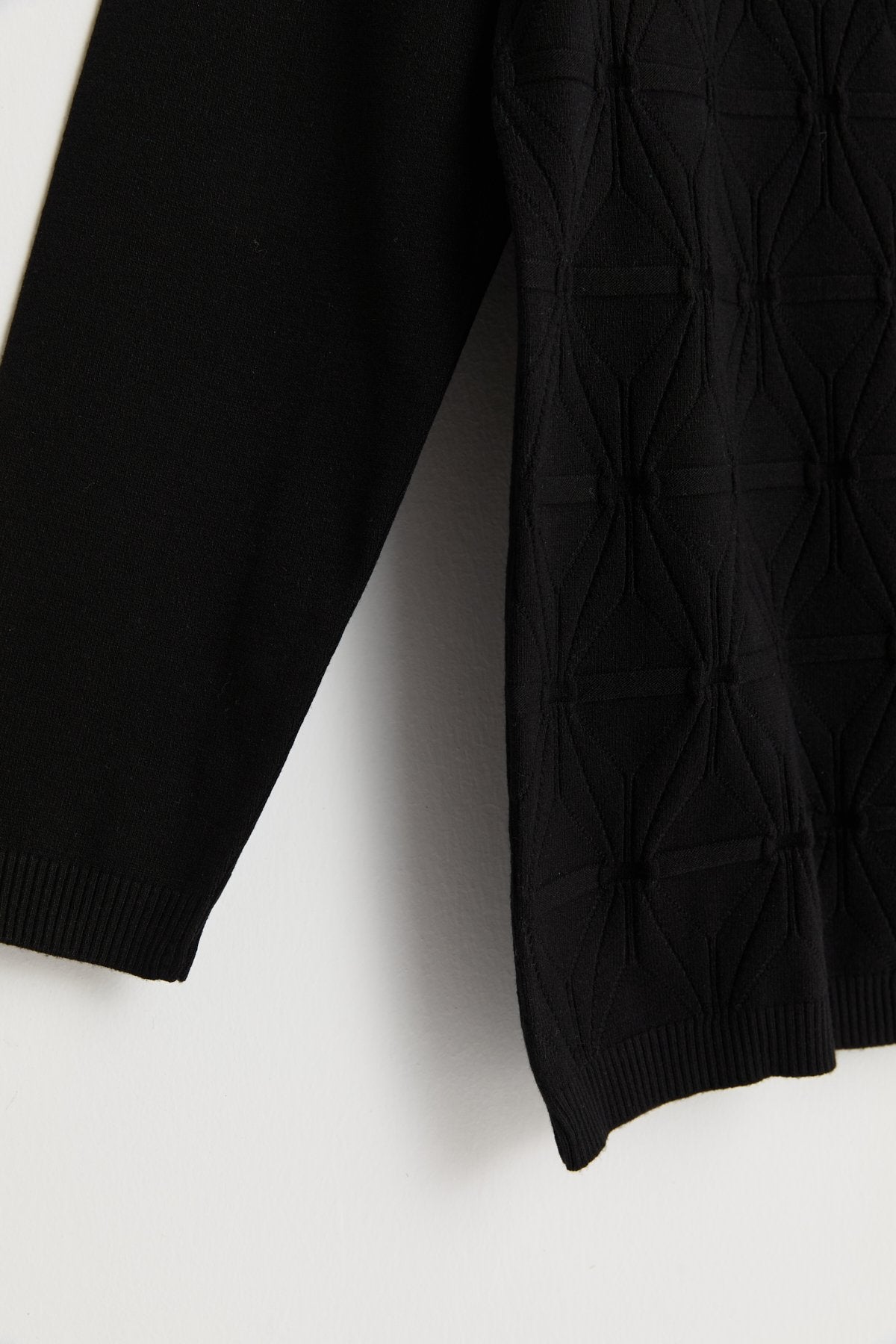 Plus Size Self-Patterned Viscose Sweater - Black