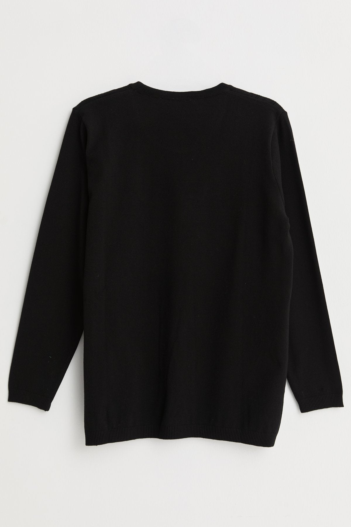 Plus Size Self-Patterned Viscose Sweater - Black