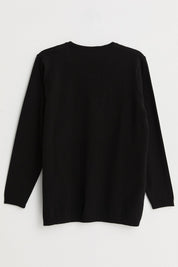 Plus Size Self-Patterned Viscose Sweater - Black