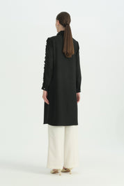 Plus Size Stylish Tunic with Sleeve Detail - Black