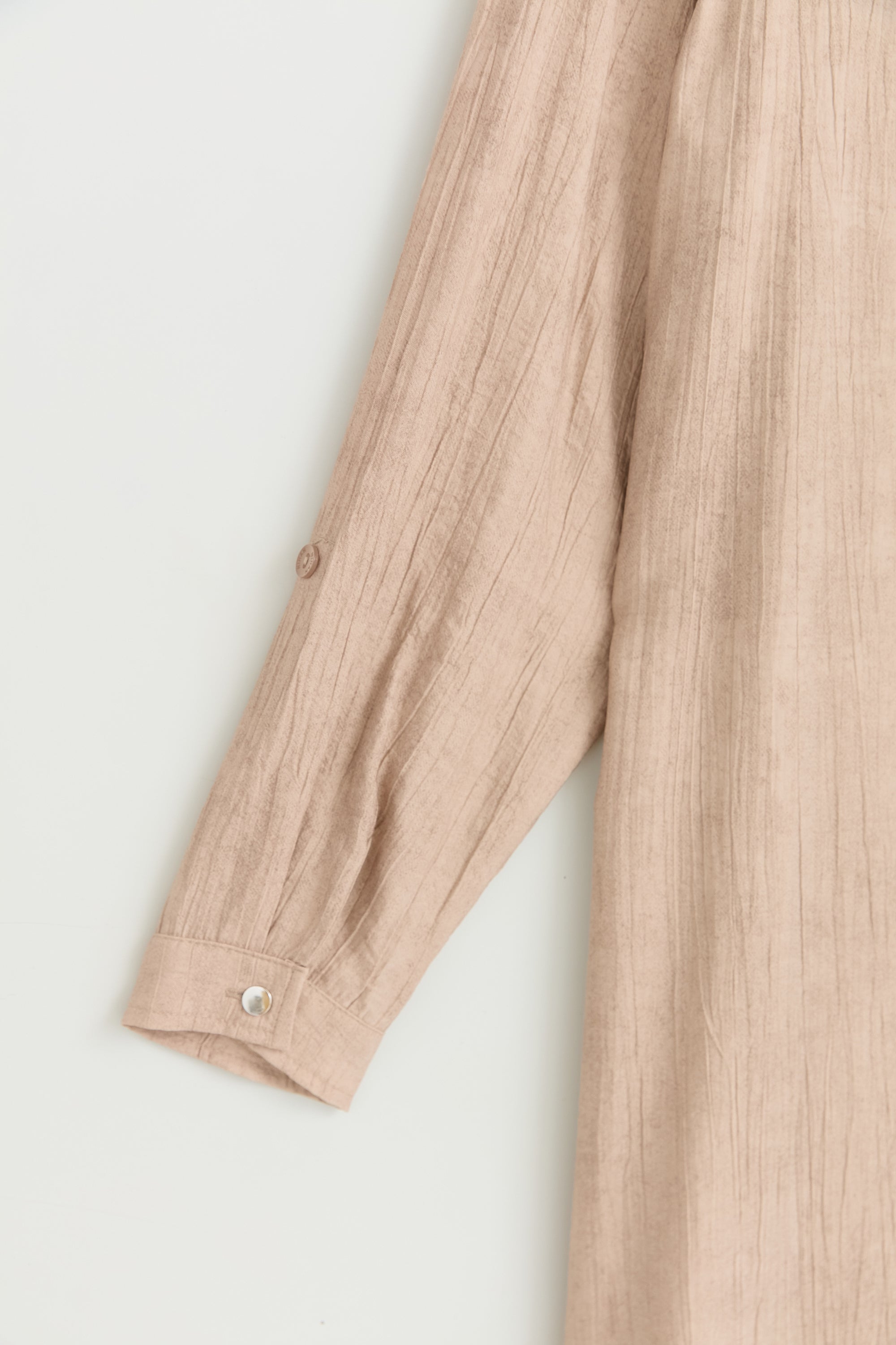 Büyük Beden Kolu Ayarlamalı Safari Rayon Tunik - Bej